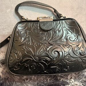 Patricia Nash Black Embossed Shoulder Bag